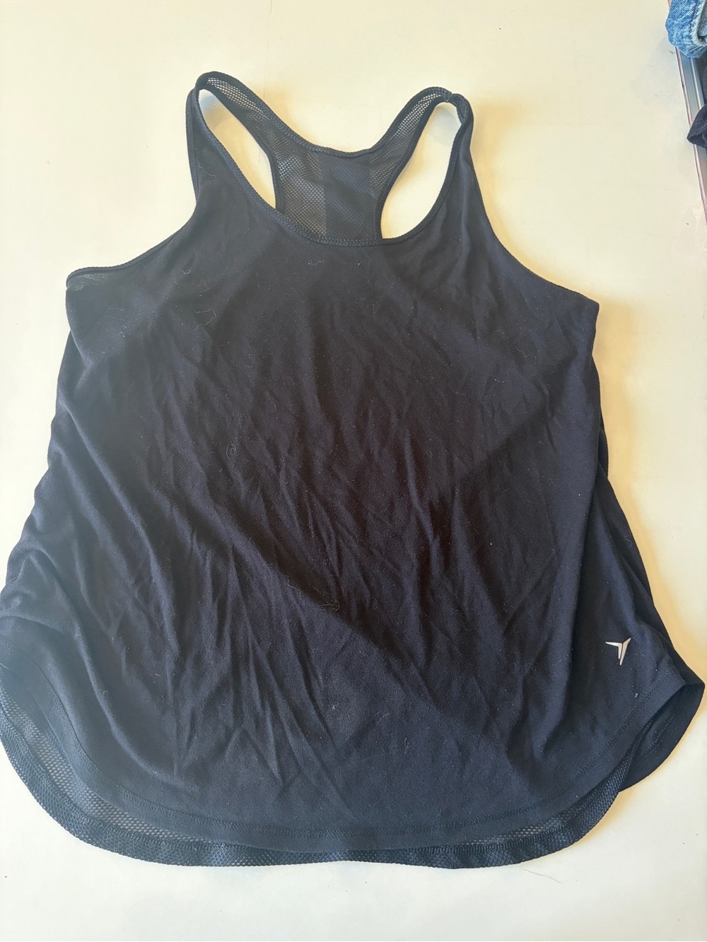 OLD NAVY Active Black Racer back Tank Top mesh detail Shirt Women Size Large